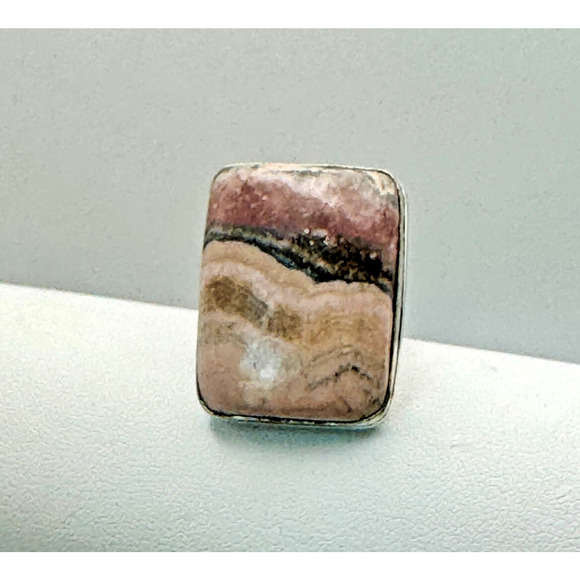 Beautiful Rhodoschrosite Ring .925 Stone Sz 6 - 12.31 Grams - Beautiful Piece - Picture 2 of 3